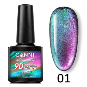 Гель лак canni 9d galaxy cat eye 01 смарагдово бузковий, 7,3 мл