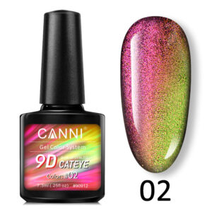 Гель лак canni 9d galaxy cat eye 02 малиновий золотий, 7,3 мл