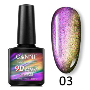 Гель лак canni 9d galaxy cat eye 03 фіолетовий золотий, 7,3 мл