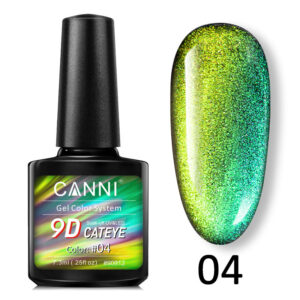 Гель лак canni 9d galaxy cat eye 04 салатовий смарагдовий, 7,3 мл