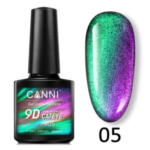 Гель лак canni 9d galaxy cat eye 05 зелено бузковий, 7,3 мл