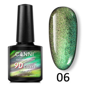 Гель лак canni 9d galaxy cat eye 06 золотистий зелений, 7,3 мл