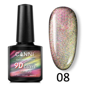 Гель лак canni 9d galaxy cat eye 08 рожевий золотий, 7,3 мл
