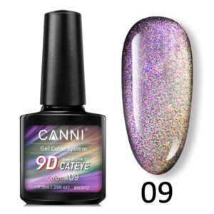 Гель лак canni 9d galaxy cat eye 09 бузковий золотий, 7,3 мл