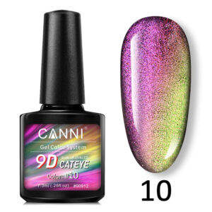 Гель лак canni 9d galaxy cat eye 10 золотистий малиновий, 7,3 мл