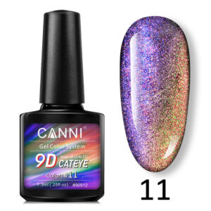Гель лак canni 9d galaxy cat eye 11 золотистий фіолетовий, 7,3 мл