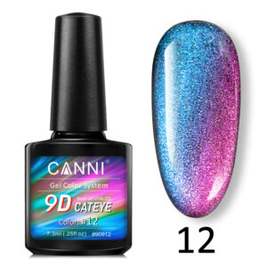 Гель лак canni 9d galaxy cat eye 12 малиновий синій, 7,3 мл
