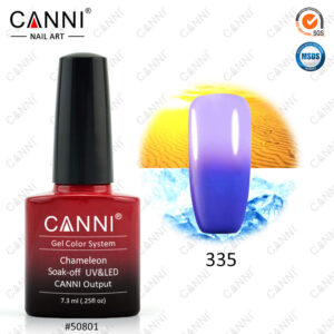 Термо гель лак canni 335 синій світлий бузковий, 7,3 мл