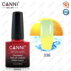 Термо гель лак canni 336 лимонний яскраво зелений, 7,3 мл