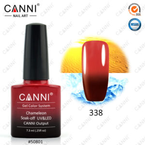 Термо гель лак canni 338 бордовий червоний, 7,3 мл