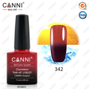 Термо гель лак canni 342 вишневий червоний, 7,3мл