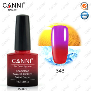 Термо гель лак canni 343 червоний бузковий, 7,3 мл
