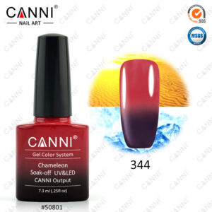 Термо гель лак canni 344 шоколадний червоний, 7,3мл