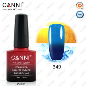 Термо гель лак canni 349 темний синій блакитний, 7,3мл