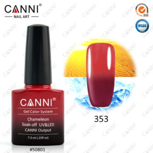 Термо гель лак canni 353 вишневий світлий червоний, 7,3 мл
