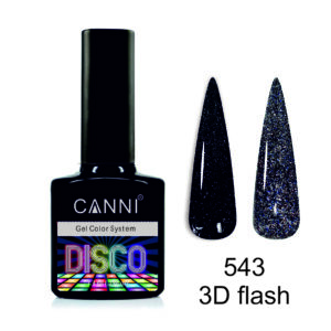 Світловідбивний гель лак disco 3d flash canni №543 чорно синій, 7,3 мл