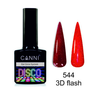 Світловідбивний гель лак disco 3d flash canni №544 іскристий червоний, 7,3 мл