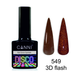 Світловідбивний гель лак disco 3d flash canni №549 кава з молоком, 7,3 мл