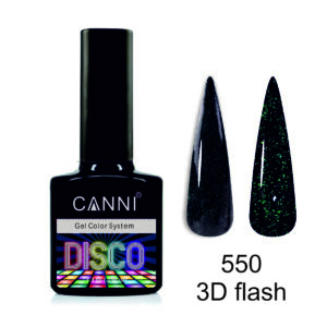 Світловідбивний гель лак disco 3d flash canni №550 чорно зелений, 7,3 мл