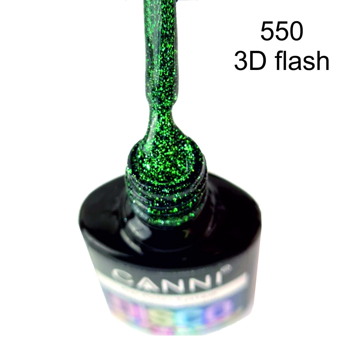 Світловідбивний гель лак disco 3d flash canni №550 чорно зелений, 7,3 мл Світловідбивний гель лак disco 3d flash canni №550 чорно зелений, 7,3 мл