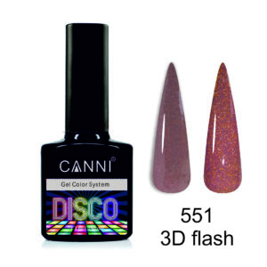 Світловідбивний гель лак disco 3d flash canni №551 бежево рожевий золотий, 7,3 мл