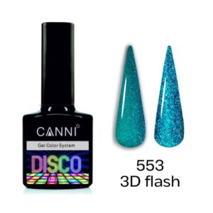 Світловідбивний гель лак disco 3d flash canni №553 аквамарин, 7,3 мл