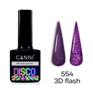 Світловідбивний гель лак disco 3d flash canni №554 чорниця, 7,3 мл