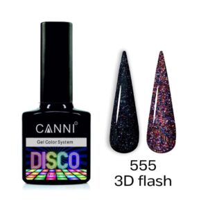 Світловідбивний гель лак disco 3d flash canni №555 нічний феєрверк, 7,3 мл
