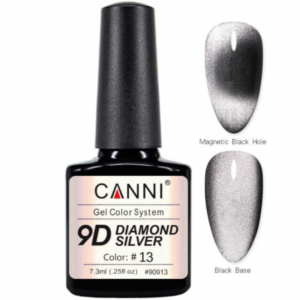 Гель лак canni 9d diamond silver 13, 7,3 мл