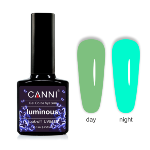 Гель лак canni luminous 803 яскравий зелений бірюзовий, 7,3 мл