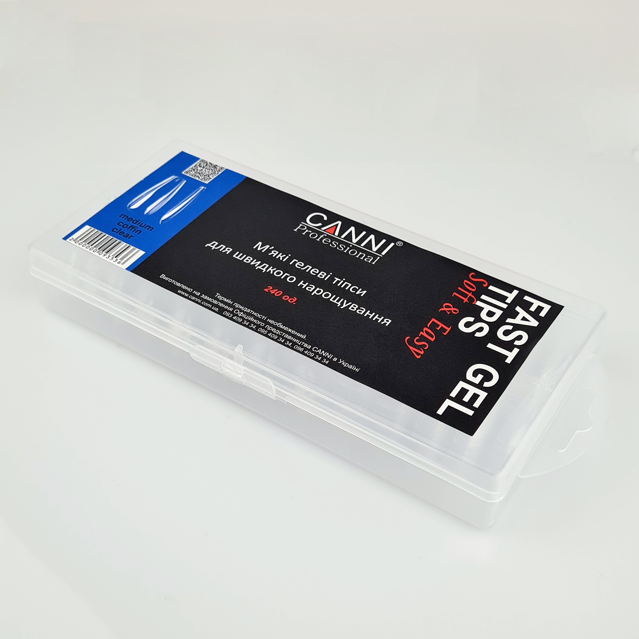 coffin_clear_2 Гелеві типси для швидкого нарощування Medium coffin прозорі, 240 шт - Зображення 2