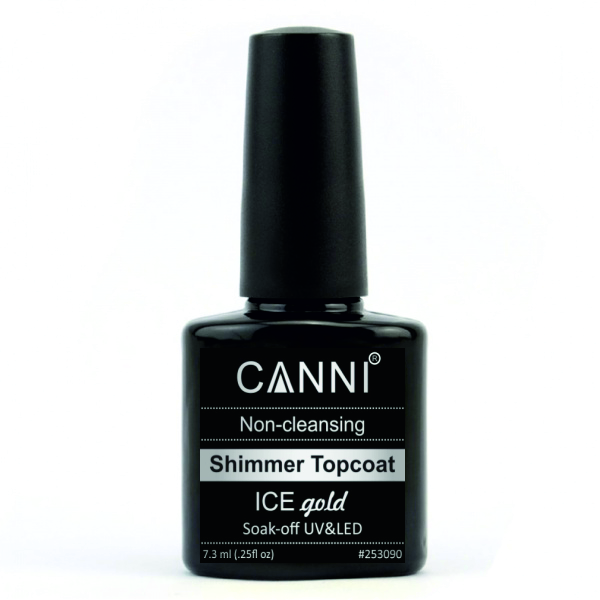 Фінішне покриття із золотим блиском CANNI Shimmer topcoat GOLD, 7,3 мл