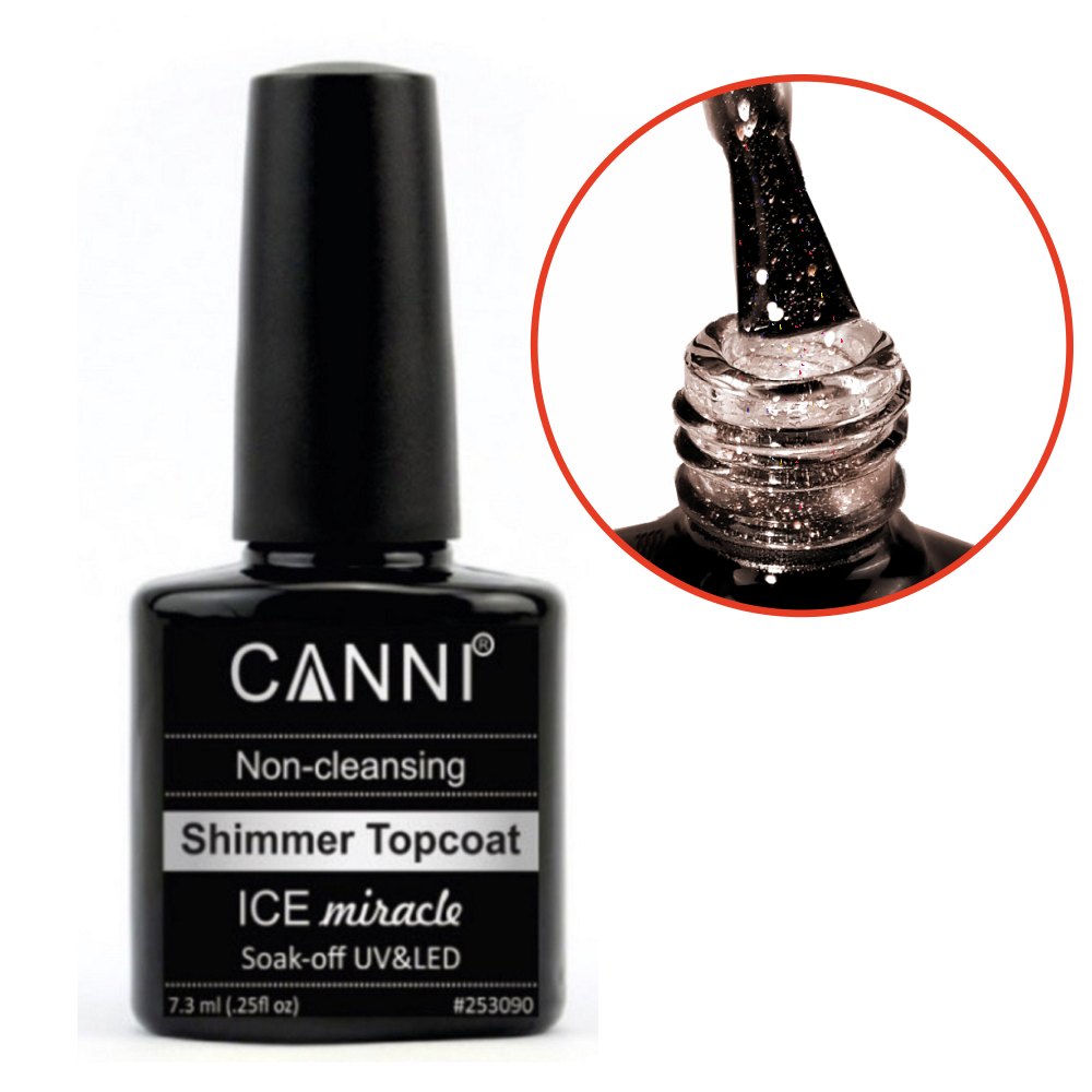 ice miracle Фінішне покриття з голографічним блиском CANNI Shimmer topcoat MIRACLE, 7,3 мл - Зображення 2