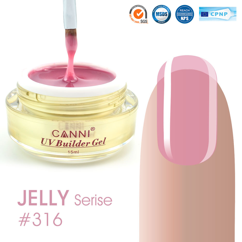 Конструюючий гель canni 316 light pink напівпрозорий, 15 мл Конструюючий гель canni 316 light pink напівпрозорий, 15 мл