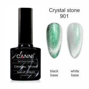 Гель лак canni crystal stone 901 срібло/зелений, 7,3 мл