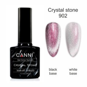 Гель лак canni crystal stone 902 срібло/бордовий, 7,3 мл