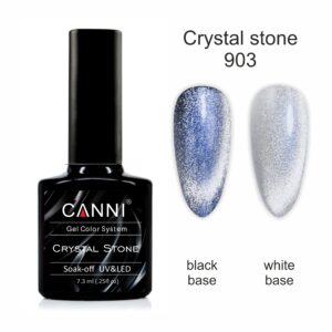 Гель лак canni crystal stone 903 срібло/синій, 7,3 мл