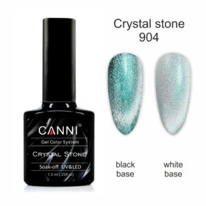 Гель лак canni crystal stone 904 срібло/смарагдовий, 7,3 мл