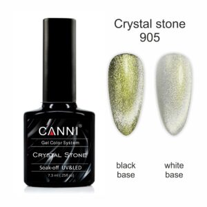 Гель лак canni crystal stone 905 срібло/золотисто зелений, 7,3 мл