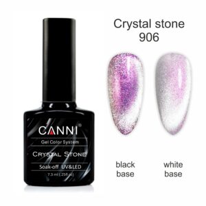 Гель лак canni crystal stone 906 срібло/рожевий, 7,3 мл